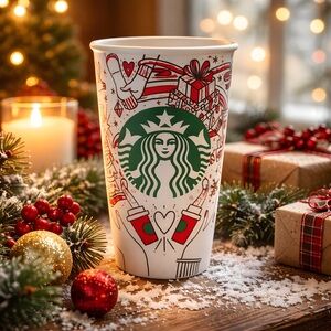 Starbucks 2017 Christmas Holiday Double-Wall Travel Tumbler with Lid